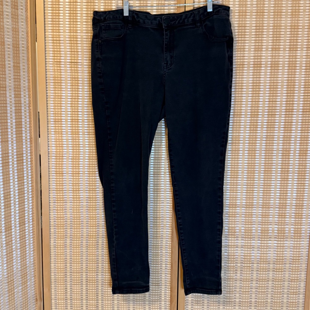 Lane Bryant Womens 18 Mid Rise Super Stretch Skinny Jeans Black Denim